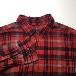 Eddie Bauer Red Flannel Shirt Plaid Button Up Long‎ Sleeve Casual XXL